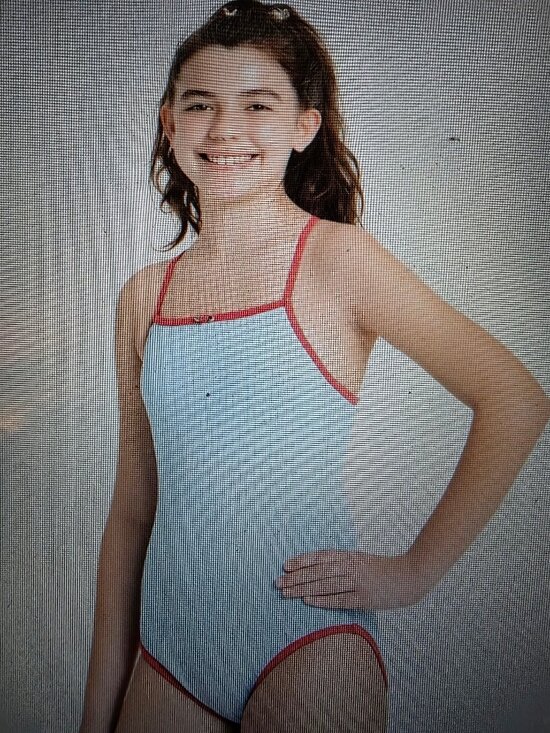 art class Other - Girls' Rosette Ribbed One Piece Swimsuit - art class™ Blue/Red L Plus